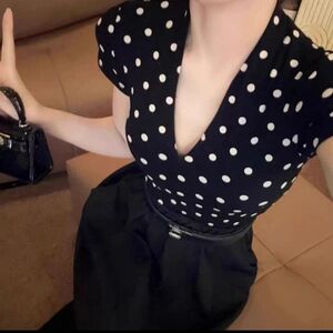 Black and White Polka Dot Women's Top